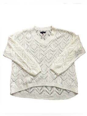 American Eagle Jegging Fit Womens V-Neck open Knit Sweater Cream Size M NWOT